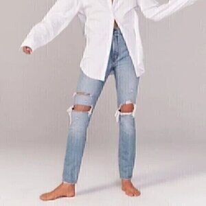 ABERCROMBIE FITCH A&F Skinny High Rise Medium Wash Ripped Rips 24 00 CURVE LOVE